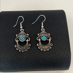 Turquoise and Silver Dangle Earrings